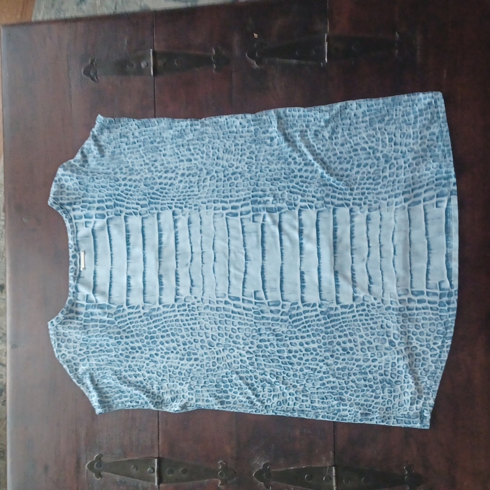 MICHAEL KORS SLEEVELESS ANIMAL PRINT BLUE WHITE 💙 TOP, SIZE MEDIUM - Picture 8 of 8